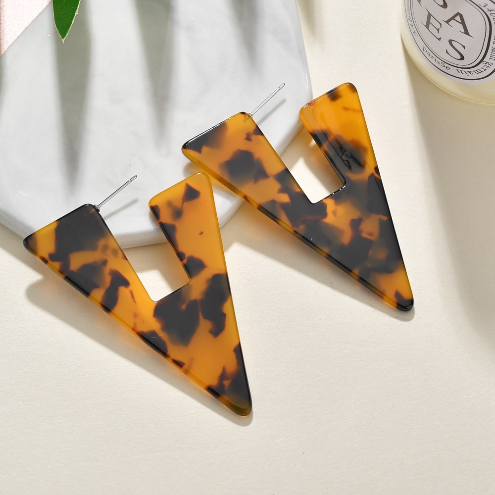 MESTILO Bohemen Vrouwen Verklaring Sieraden Kleurrijke Acetaat Acryl Oorbellen Voor Meisjes Driehoek Vos Oorbellen