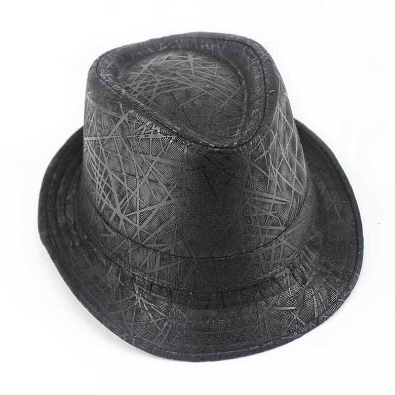 Autumn Leather Fedora Hat Pattern Trilby Jazz Caps Gangster Fedora Hats For Men MEDB010