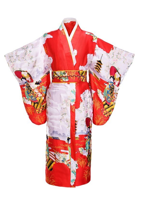Kimono en soie et rayonne Yukata pour femmes, tenue de soirée Vintage avec fleurs Obi, Costume Cosplay, taille unique: 5