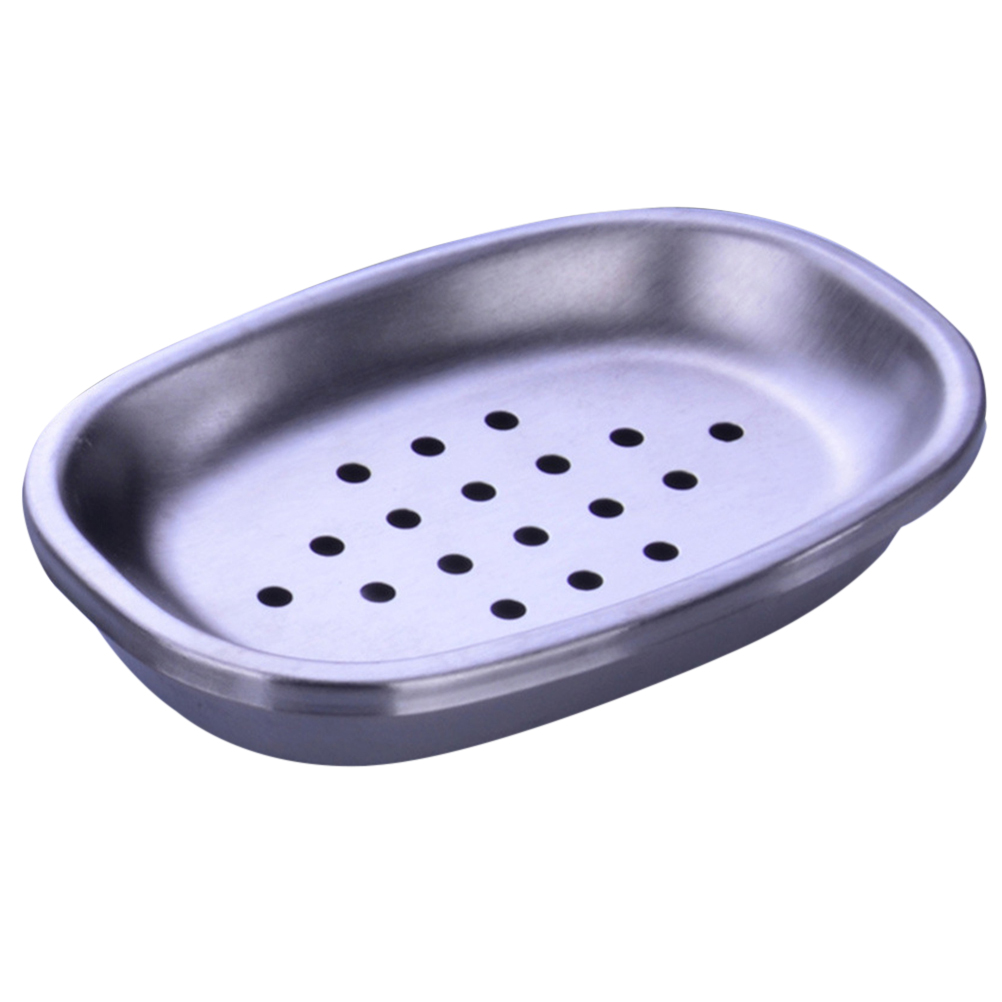 2 stk dobbeltlag rustfrit stål sæbeskål bakke dobbelt dræning sæbeboksholder til badeværelseskøkken (oval prik): 1 pc