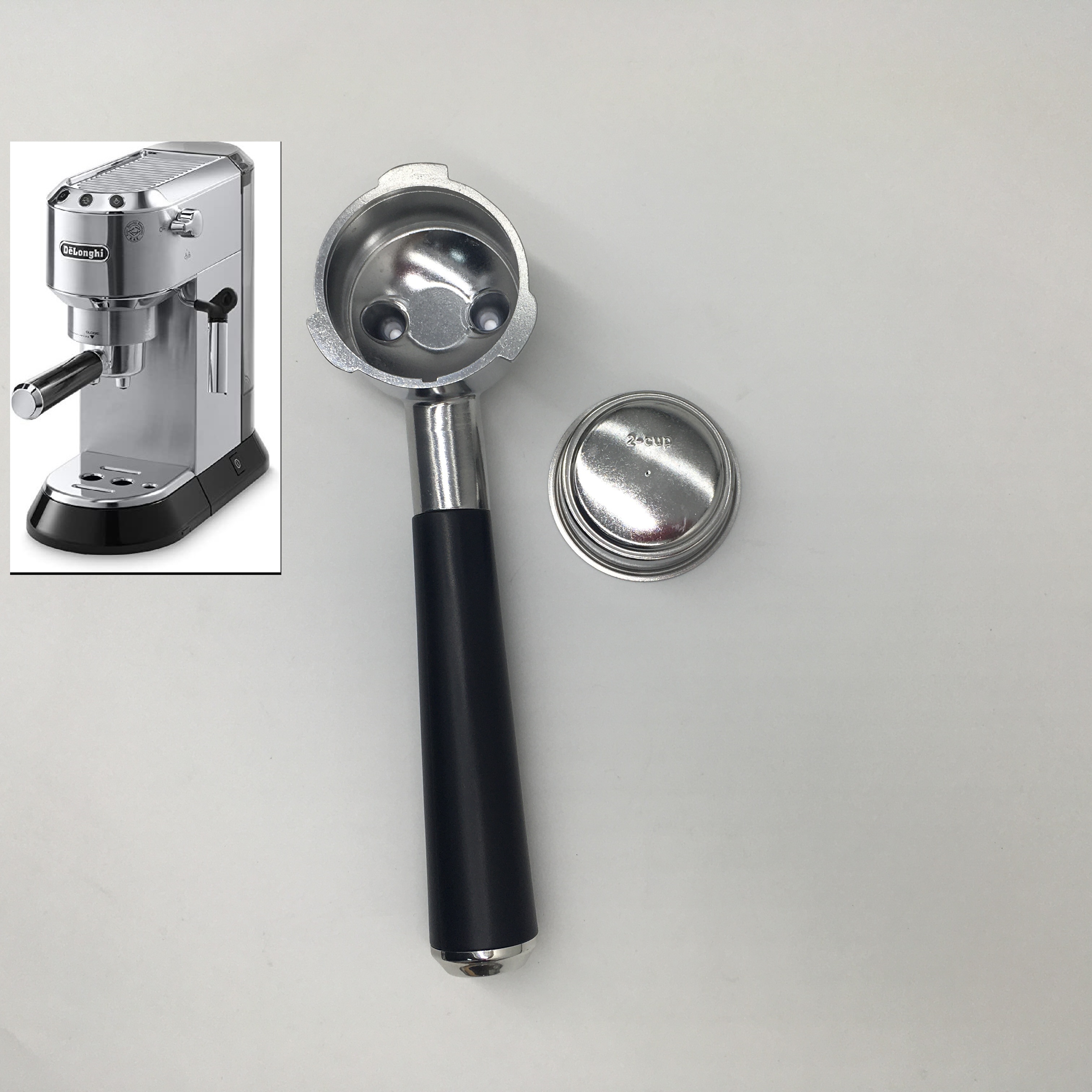 Delonghi EC680 EC685 EC785 EC885-serie 51 3ears soporte de filtro portafiltro sin fondo Eupa soporte de filtro para cafetera Espresso: Gris claro