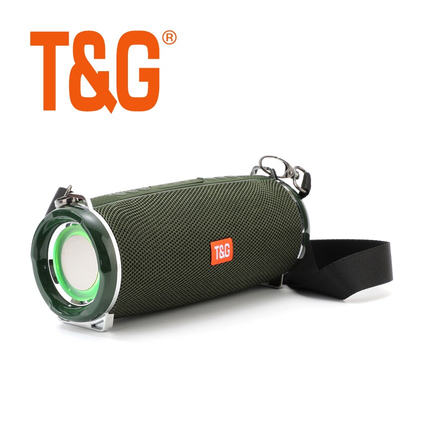 T &amp; G TG192 20W Draagbare Bluetooth Speaker 2400Mah Rgb Led Licht Draadloze Boombox Waterdichte Outdoor Subwoofer Stereo luidspreker: Army Green