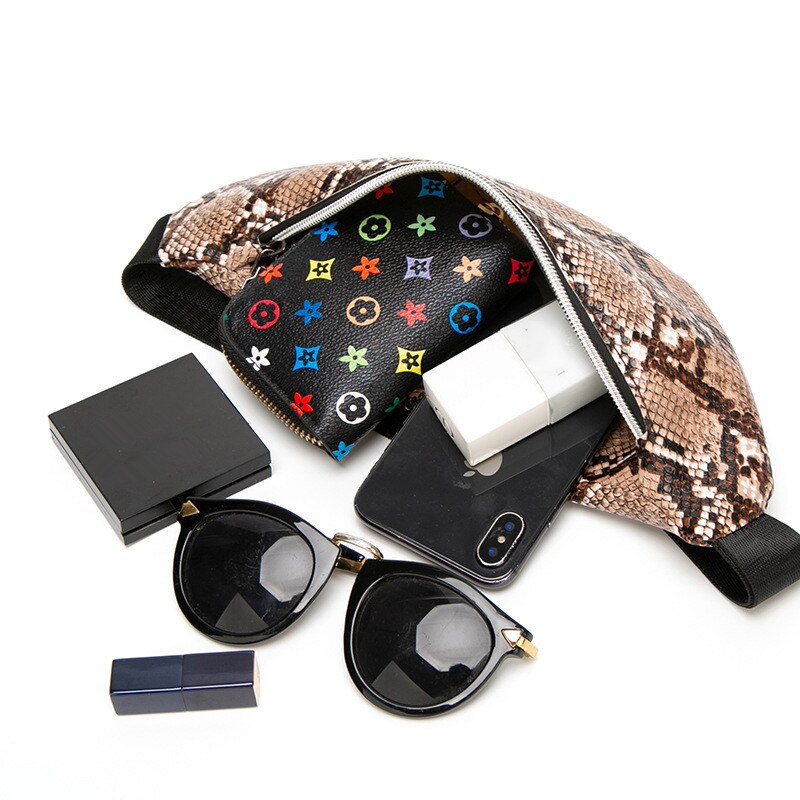 bolso de pecho Retro Serpentine Mini bolso de mujer bandolera bolso de señora cinturón paquete Vintage piel de serpiente impreso riñonera