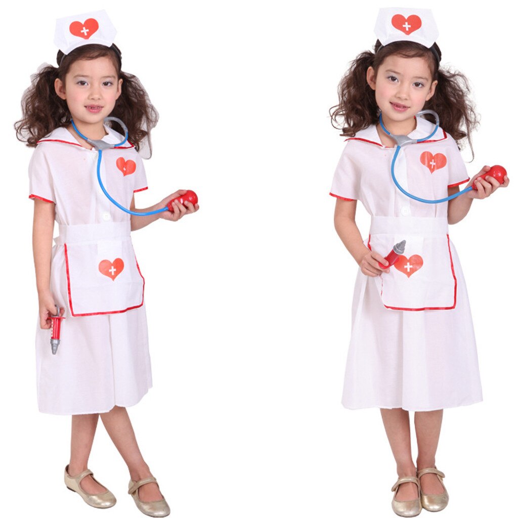 1 einstellen freundlicher Kleidung Rolle Spielen Kostüm Arzt der Insgesamt Weiß Kleid Krankenschwester Uniform Pädagogisches Arzt Spielzeug Für freundlicher