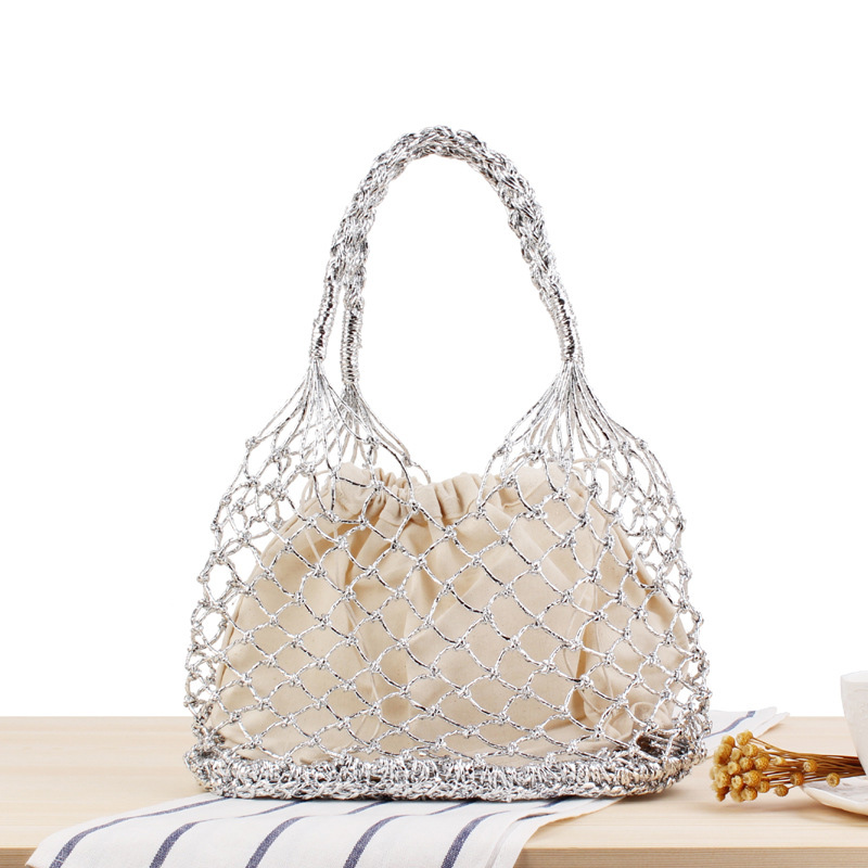 INS Chic Zomer Strand Tassen Katoen Hollow Mand Composiet Tas Leisure Stro Tas voor Meisjes Vrouwen Handtassen Mesh Touw Netto tassen