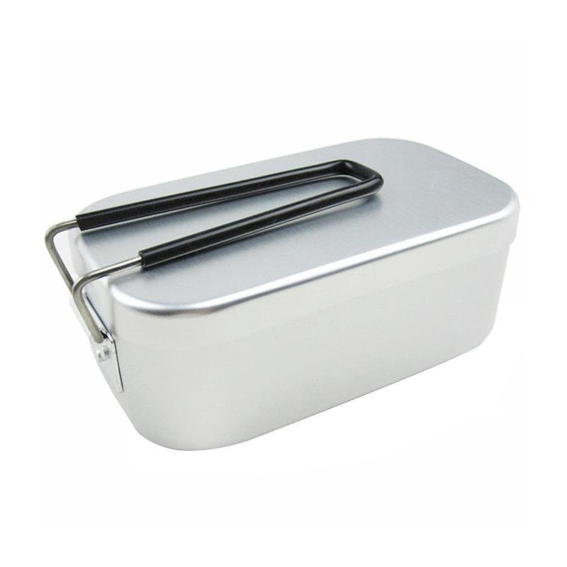 Aluminium rektangulær madkasse foldbart håndtag metal bento mad picnic container til udendørs rejse camping picnic