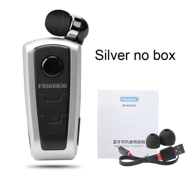 100% Original Fineblue F910 Wireless Bluetooth V4.0 Headset In-Ear Vibrating Alert Wear Clip Hands Free Earphone For Smartphones: Silver no box