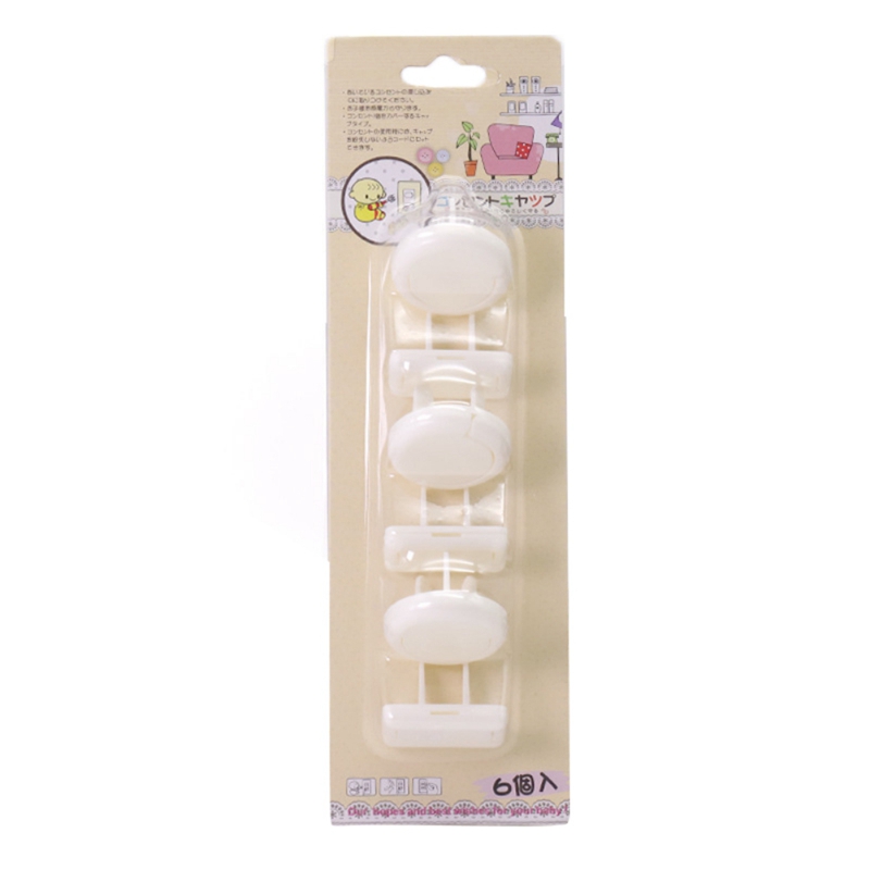 Elektrische Veiligheid Power Bescherming Socket Cover Grote 6-Pack Japanse Stijl Kind Baby Anti-Elektrische Schok Sockets2020: WHITE