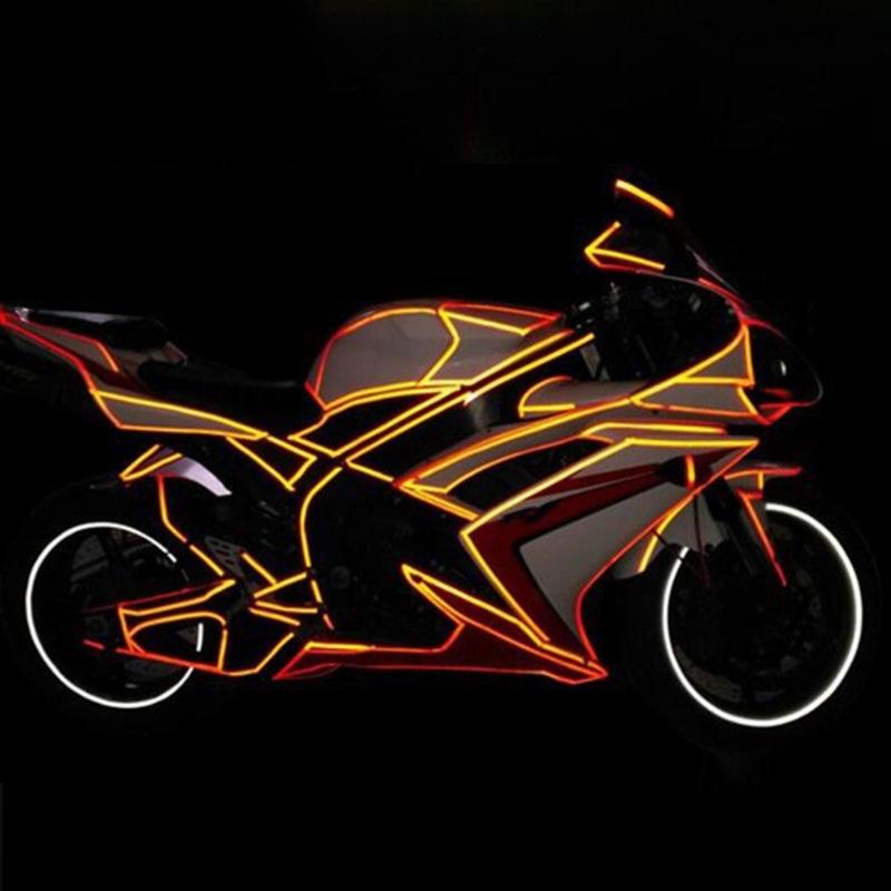 800cm impermeável fluorescente segurança mtb bicicleta adesivos reflexivos decalque