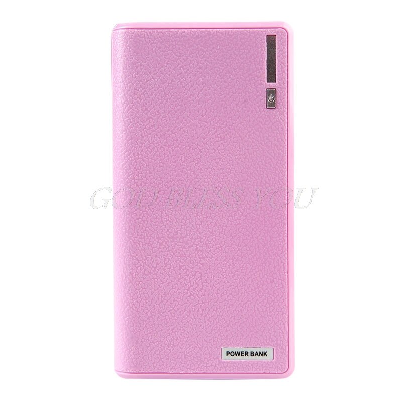 Dual Usb Power Bank 6X18650 Externe Backup Battery Charger Box Case Voor Telefoon: Roze
