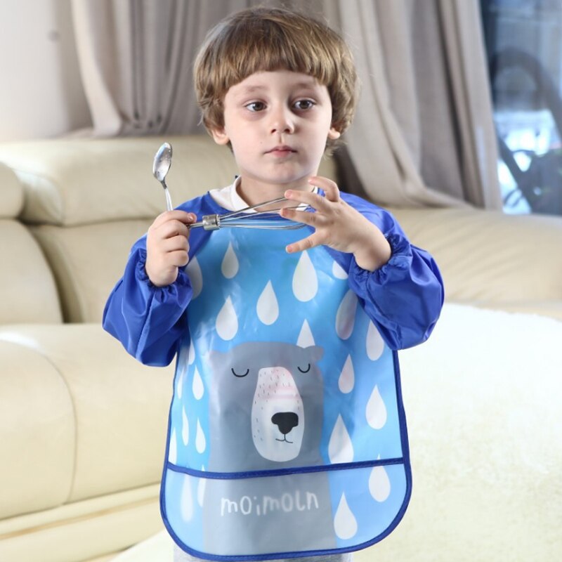 Cute Baby Bibs Waterproof Long Sleeve Apron Children Feeding Smock Bib Burp Clothes Soft Eat Toddler Baberos Bavoir