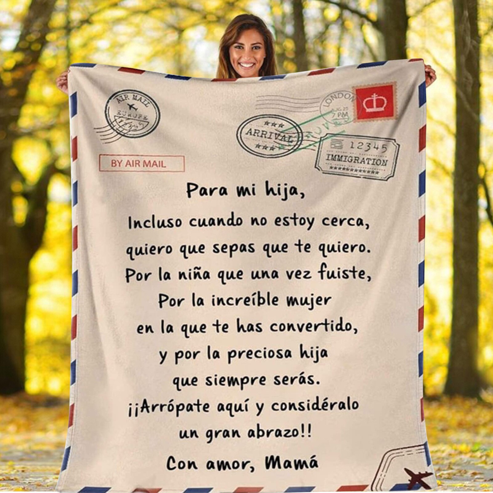 Manta Spanish Flannel Blanket Mom To Daughter/Son Letter Quilt Express Love Year 120X150/130X150/150X200/150X220CM: A / 150X220CM