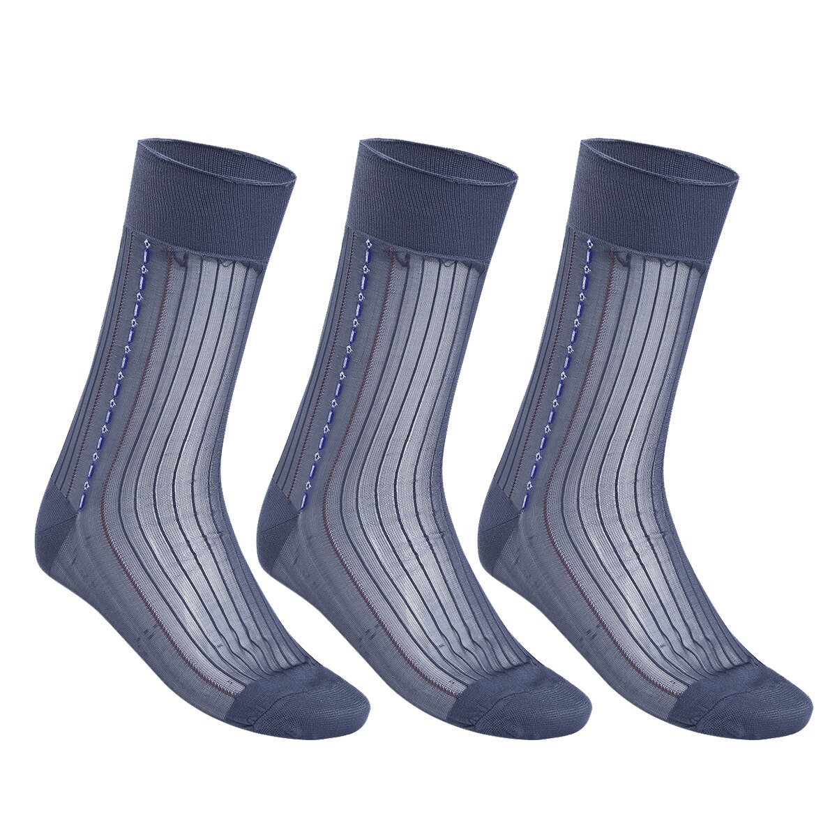 3 Pairs Men's Socks Ultra Thin Silk Socks Breathable Men Casual Summer Jacquard Sheer Silk Socks Mens Business Dress Suit Socks: Dark Gray