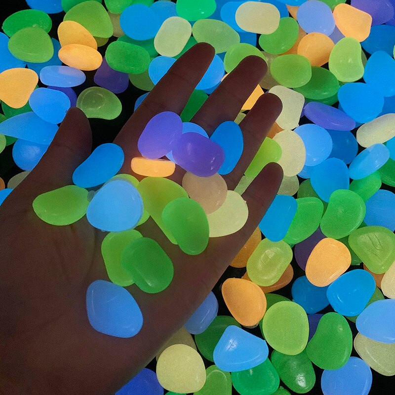 25/50Pcs Glow In The Dark Lichtgevende Steen Kiezels Gloeiende Rotsen Voor Thuis Loopbruggen Tuinpad Patio Gazon yard Aquarium Decoratie