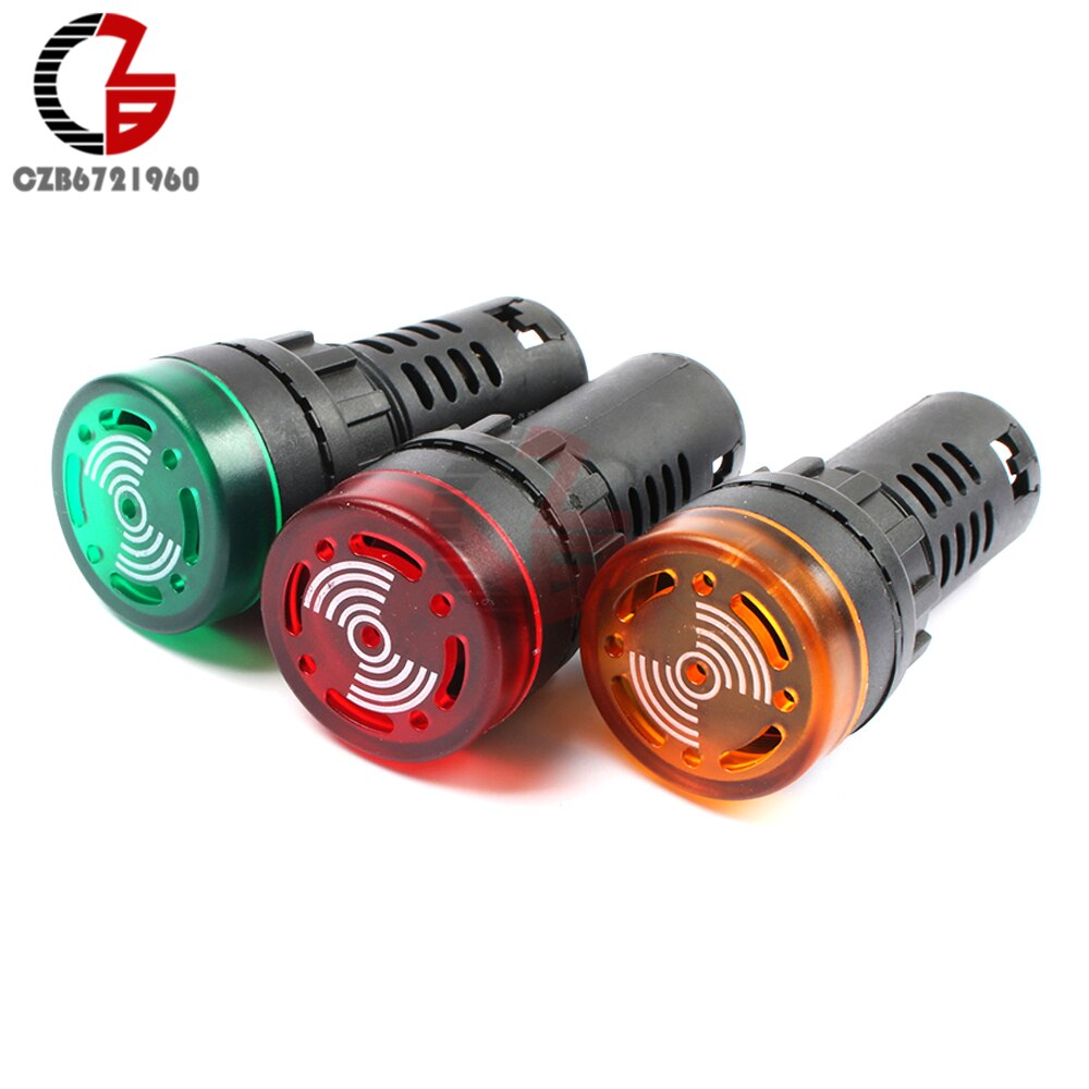 Buzzer d'alarme Flash LED 12V 24V 110V 220V lumière LED, voyant lumineux d'avertissement, rouge vert jaune, AD16-22SM