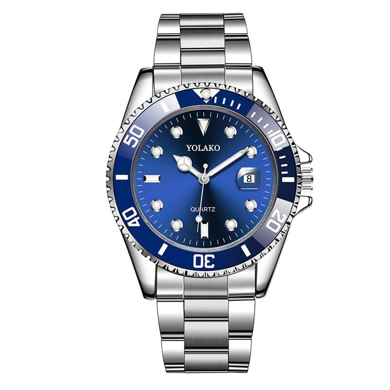 Montre de Sport homme de luxe horloge à Quartz hommes acier inoxydable affaires pour Renault trafic 2006 2001 megane 1996 2002 scénic 1999: Bleu