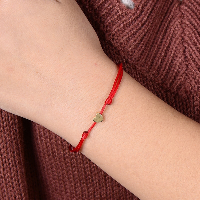 handgefertigt Edelstahl Liebe Herz bilden Charme Armbinde Dünne rot Seil Gewinde Schnur Armbänder Für Männer Frauen Paare