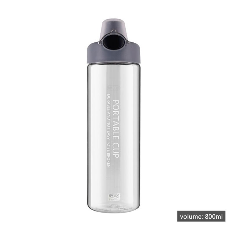 Upspirit 800mL Sport Water Bottle Plastic High Capacity Drinking Kettle Portable Outdoor Tour Hiking Protein Shaker Drinkware: Grey