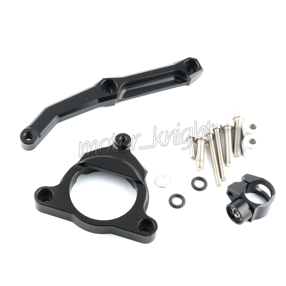 Kit de montaje de soporte de amortiguador de dirección ajustable de motocicleta CNC para Kawasaki Z800 soporte de Moto ZR800 13-15: BLACK