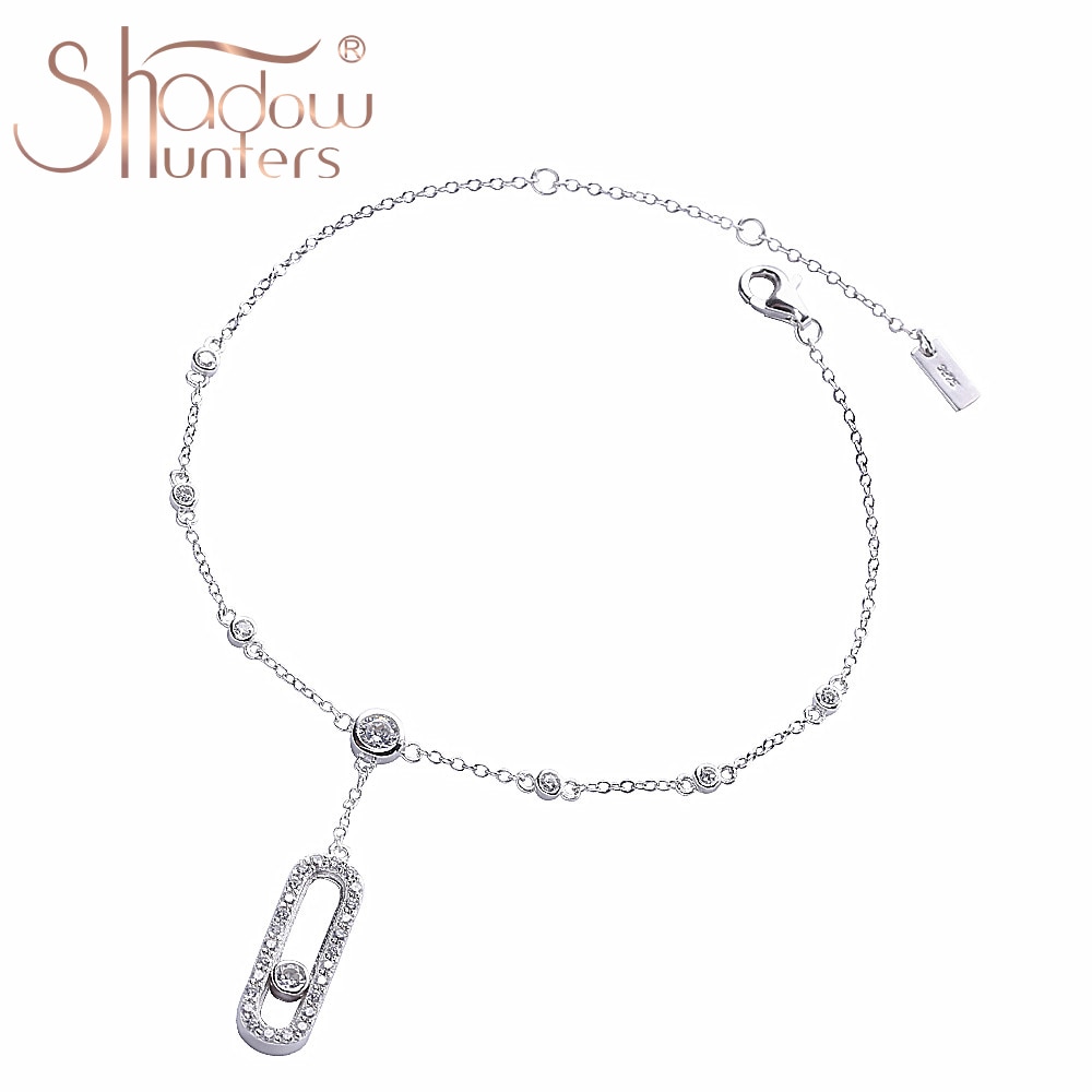 SHADOWHUNTERS Original 925 Sterling Silver Women Move Stone Bracelet De Cheville For Foot Anklet CZ Famous Brand Jewelry Making