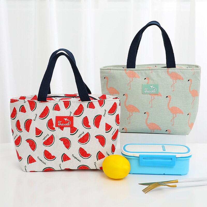 Grappige Cartoon Kids Bento Cooler Zakken Lunch Tas Voor Vrouwen Flamingo Thermische Ontbijt Eten Doos Draagbare Picknick Reizen