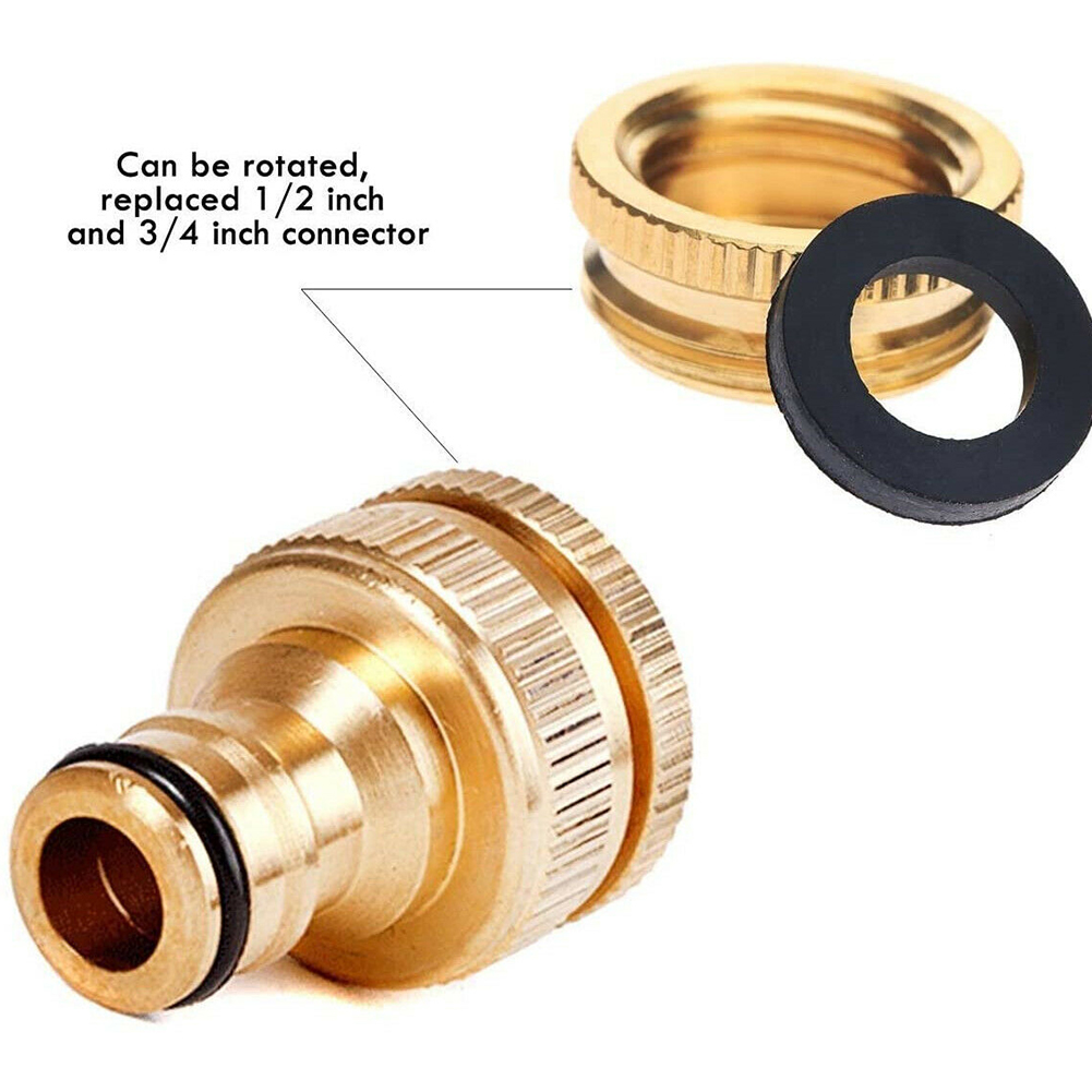 Brass Faucet Adapter, G3/4" To G1/2" Faucet Aerator Adapter Hose Thread Fitting Connector For Washing Machine Dishwasher Garden