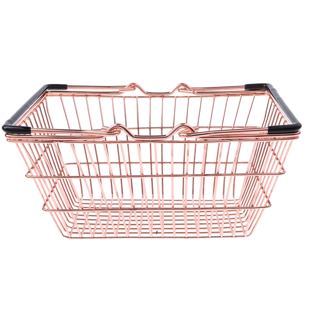 Kids Mini Metal Supermarket Shopping Basket For Kitchen Fruit Vegetable Food Grocery Storage Pretend Play Tools Toy