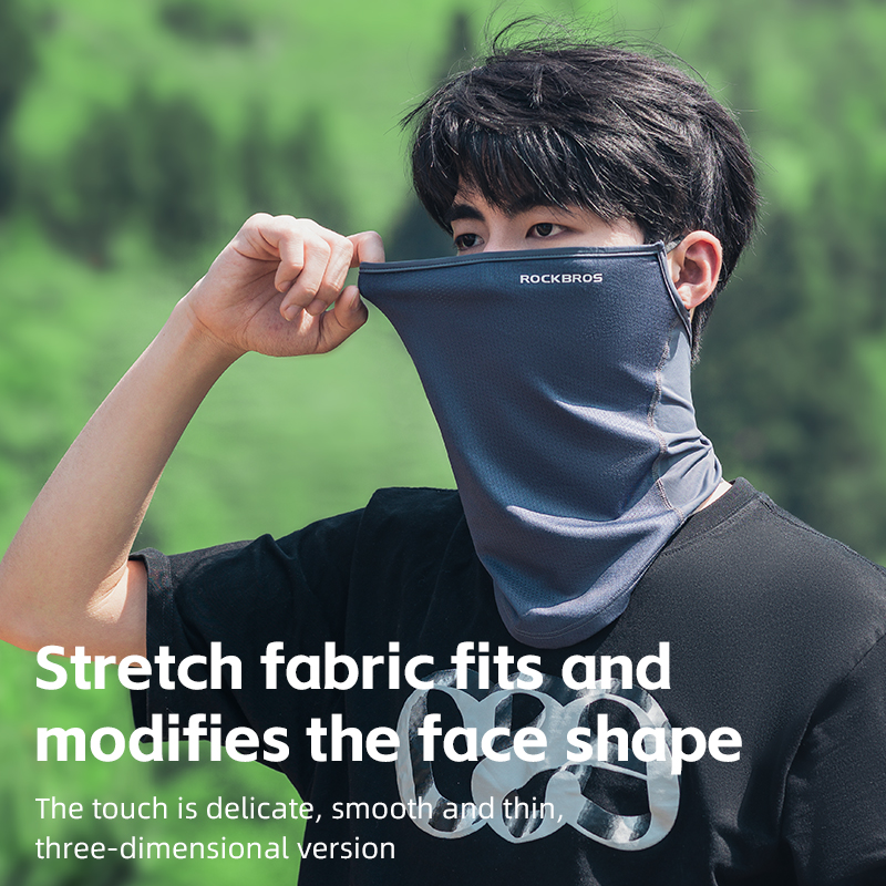 ROCKBROS-mascarilla de seda helada para verano, Anti-UV, cubierta facial de secado rápido, Bandana de protección solar, protección transpirable para el cuello, bufanda para colgar en la oreja