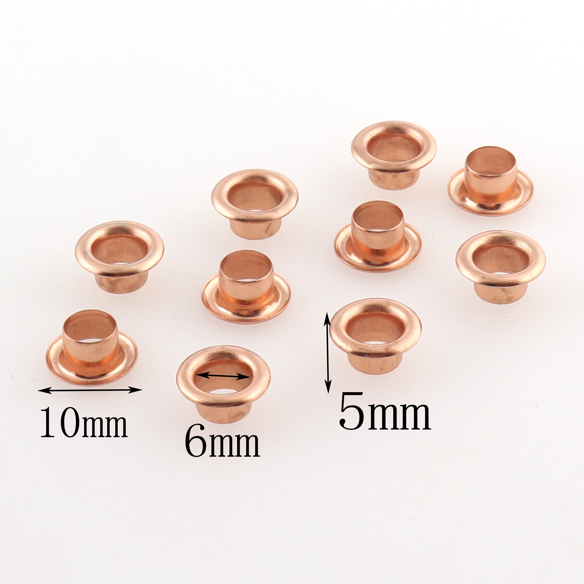 100 st 6mm roséguld öljetter med packning runda hålöglor för att sy pärlkärnor kläder läder hårdvara hantverk canvas