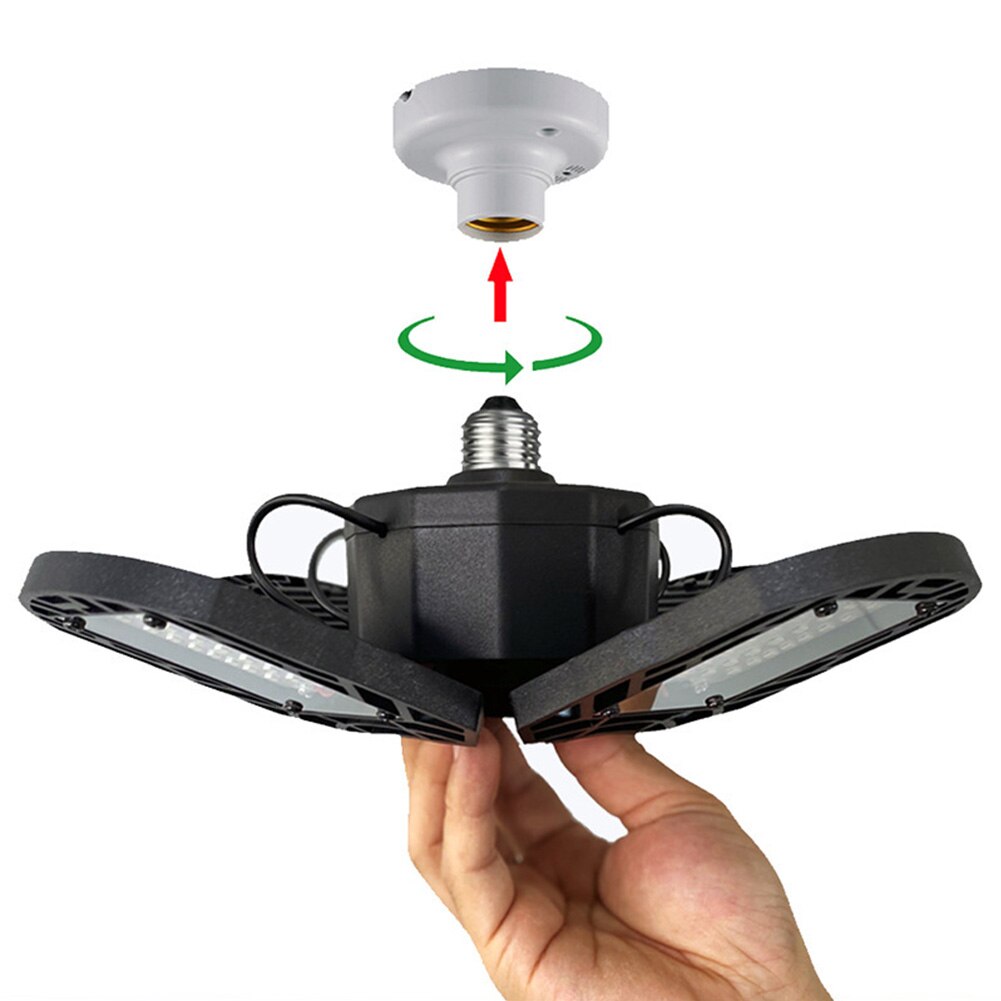 E27 80W Industrial Deformable Lamp Workshop LED Garage Light Hollowed Out Warehouse Motion Sensor Barn Ceiling Easy Install