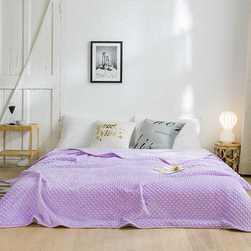 Tosidig tykkere ren farge bobleteppe flanell kast helårstepper hjemmetekstil høst/vinter varmt koselig sengeteppe: Lilla / 70 x 100cm