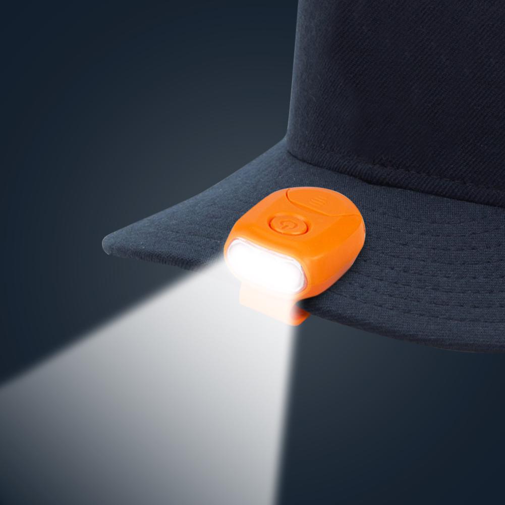 Casquette de pêche en plein air avec lumière Led, chapeau avec Clip, lumière de tête, Baseball, lampe de poche, Camping: Orange