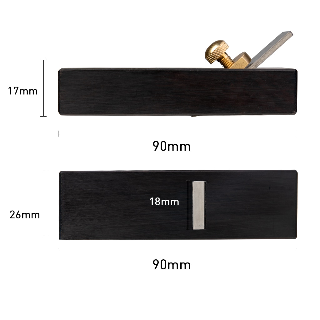 Japanese Ebony Woodworking Planer Pattern Chamfer Plane - 90MM