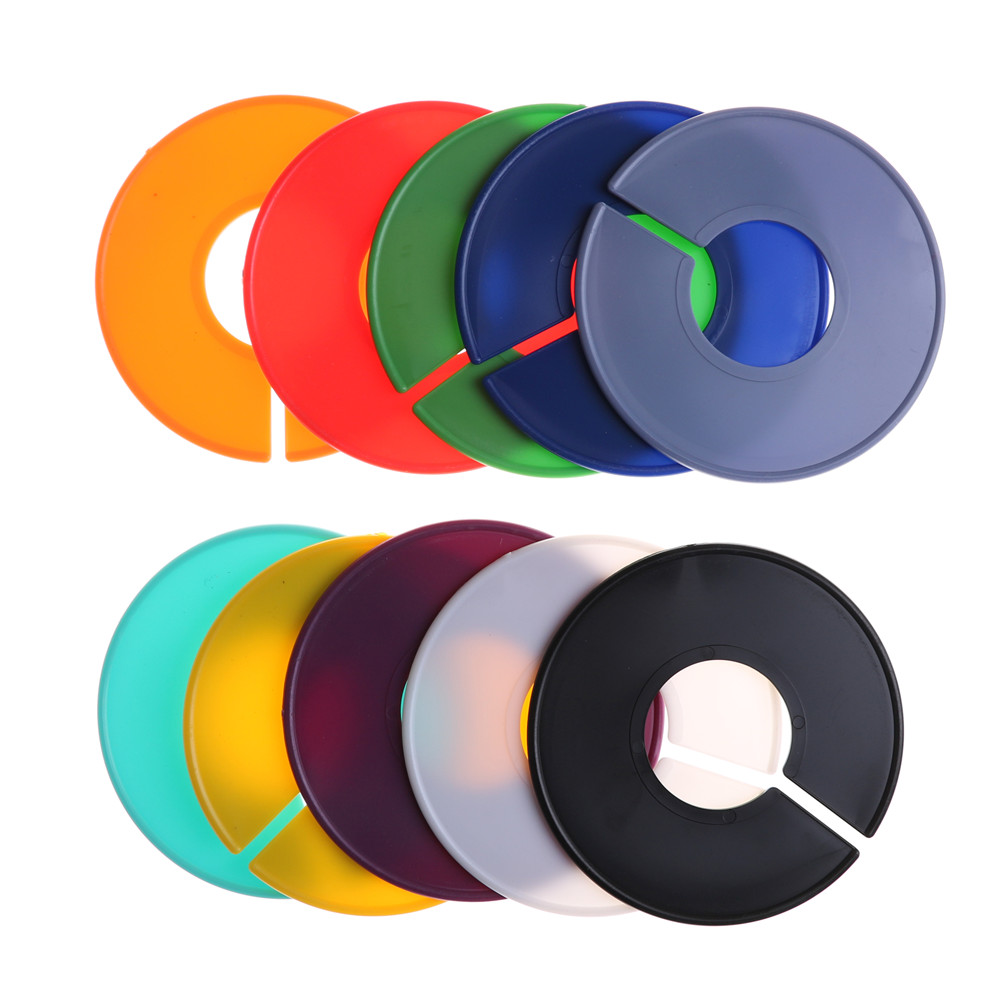 Porte-vêtements en plastique vierge | Anneau, séparateur de taille, convient à un Tube rond ou carré, couleur aléatoire, , 10 pièces/lot