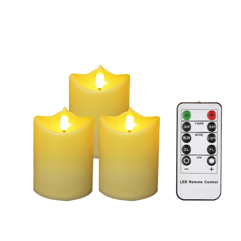 Pack of 3 Realistic Warm White Flickering LED Candles With Remote,Flameless Christmas For Wedding Birthday Decoration