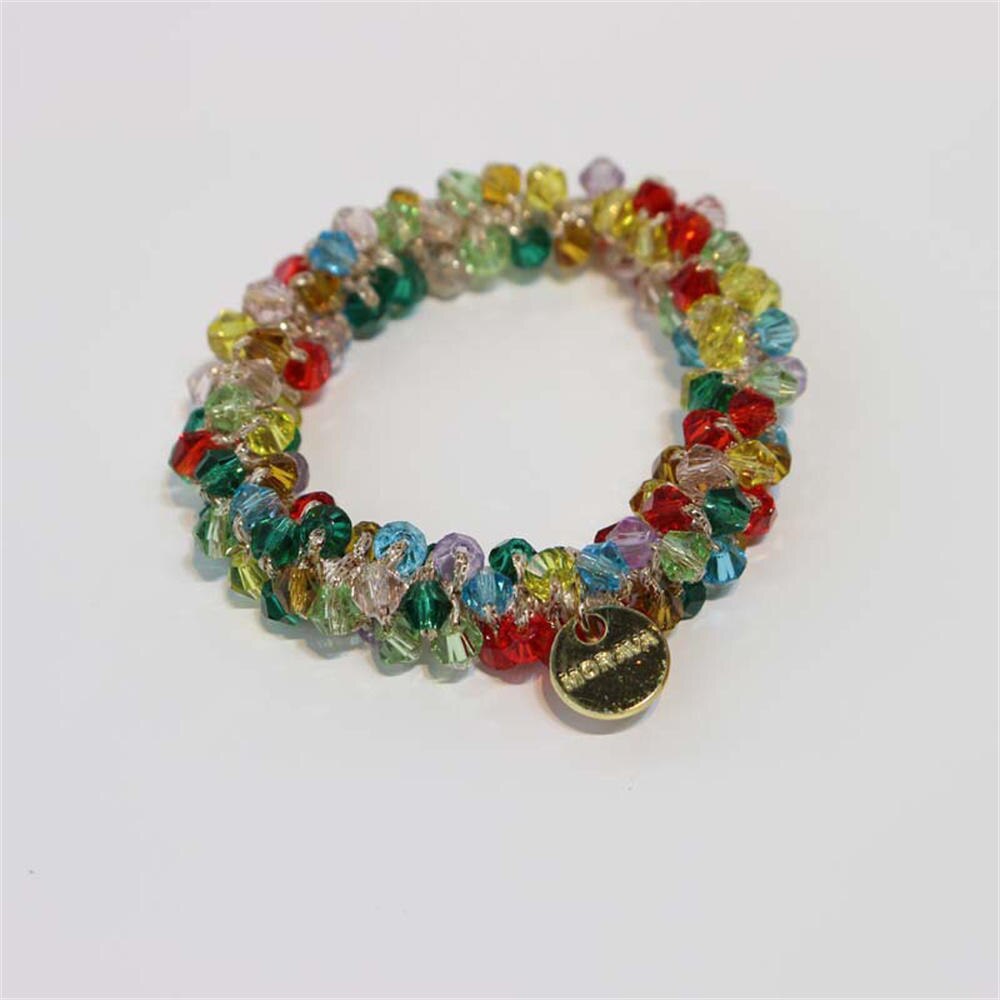 Anneaux de cheveux en perles de cristal pour femmes, attaches de perles, supports de queue de cheval, accessoires pour cheveux, bande élastique pour cheveux, chouchous pour filles, bracelet: Couleur claire