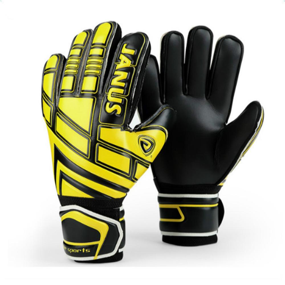 Outdoor Children Adult Latex Thickened Soccer Goalkeeper Gloves With Finger Protect: Yellow Black / Size 10