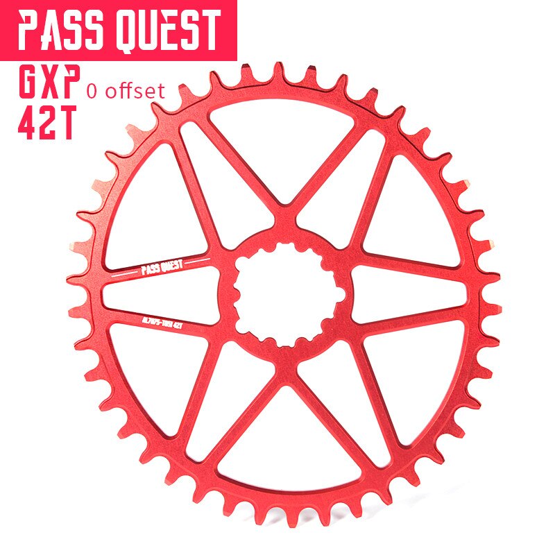 Pass quest offset 0mm gxp oval smal bred kedjekrans vevsats för sram  xx1 x01 mtb mountainbike kedja hjul cykel gear 30-42t: Gxp oval 42t röd