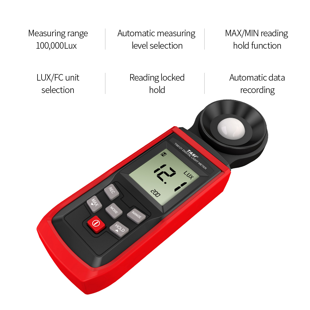 TASI Portable Lux mètre luminomètre Mini photomètre numérique luxmètre lumineux illuminomètre 0-100000 Lux avec de maintien