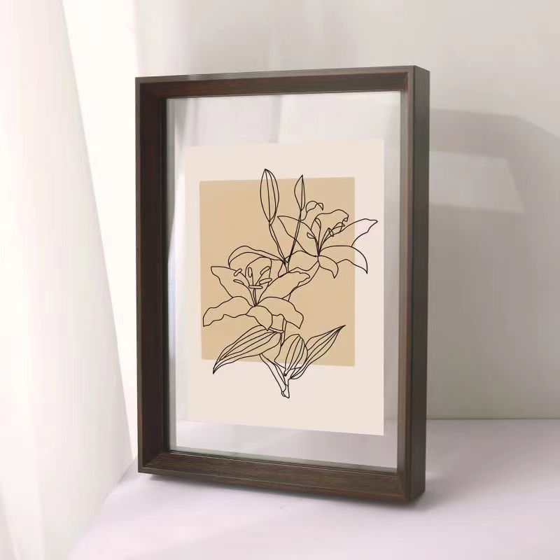 Wall-Hanging, Desktop Solid Wood Photo Frame Transparent Acrylic Frame For Framing Photos, Paintings, Posters, Certificates: 6 inch / Yellow