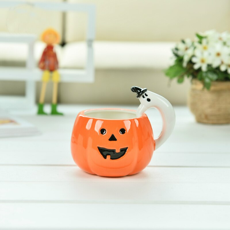 Pumpa kaffemuggar keramisk mjölkkopp med lock frukost havregryn yoghurtmugg rolig pumpakopp halloween caneca