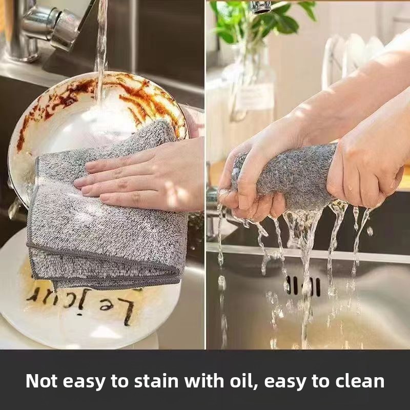 20Pcs Dishcloth Rag Clean Kitchen Non-oil Decontamination Thickened Wipe Table To Absorb Water and Remove Oil