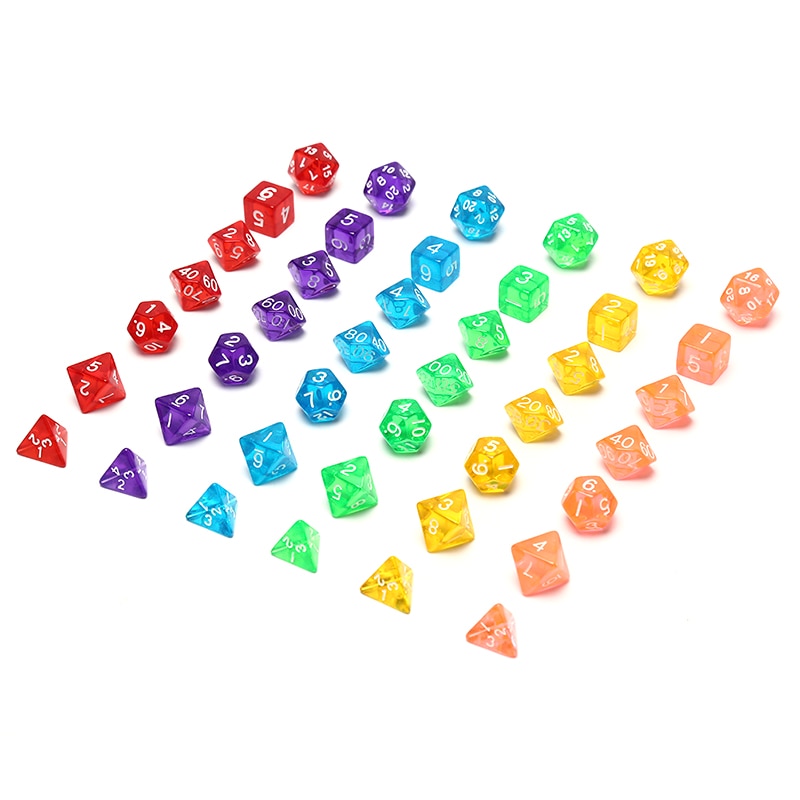 7 Stks/set Digitale Dobbelstenen Game Polyhedral Multi Zijdige Acryl Dobbelstenen Kleurrijke Accessoires Voor Board Game