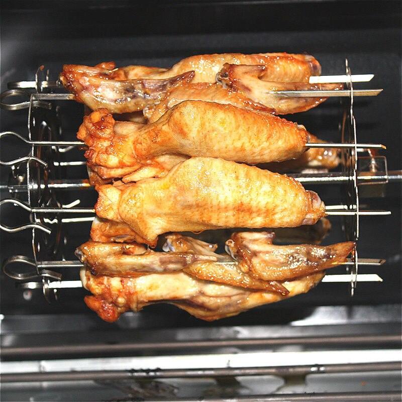 Bbq rotisserie ovn spyd stege bur roterende bagning kyllingevinger værktøj mad grade 304 rustfrit stål grill stegertromle