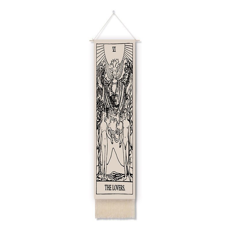 Tapiz de pared de Tarot de Luna nocturna, Mandala, decoración del hogar, imágenes colgantes de dormitorio, diagrama de eje de algodón y lino de macramé: GTTLP(93)