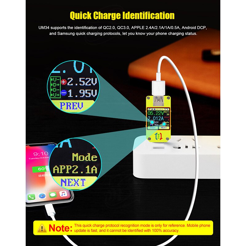 Um34c/um34 dc voltímetro amperímetro tensão medidor de corrente app usb 3.0 type-c bateria carga medida cabo resistência testadores puo88
