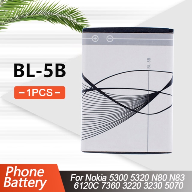 1-5pcs 890mAh BL-5B BL5B BL 5B Lithium Phone Battery For Nokia 5300 5320 N80 N83 6120C 7360 3220 3230 5070 5208 Replacement Cell: 1PCS