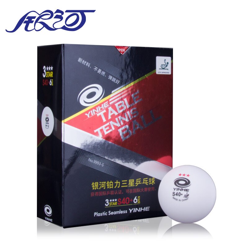 Yinhe 3 Ster Plastic Naadloze Pingpong Bal Aprroved Door Ittf S40 + Plastic Naadloze Witte Ping Ping Bal Tafel tennis Match