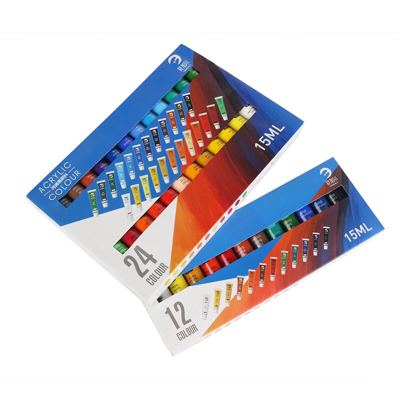 Vandafvisende 24 farver 15ml tube akryl maling sæt farve negle glas kunst maling maling til stof tegneværktøjer til børn diy