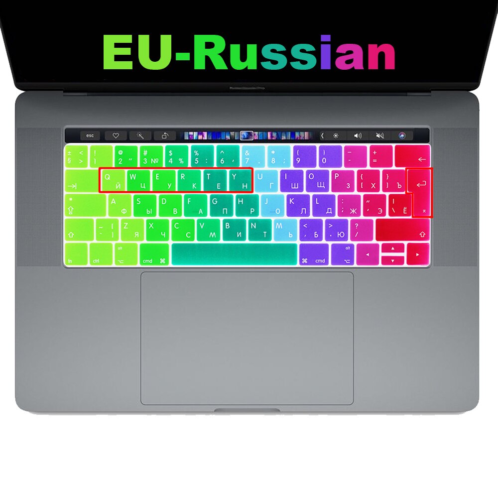 Coque de protection pour clavier russe avec barre tactile, film de protection pour Macbook Pro 13 15, pour modèle A1706/A1989 A1707 A2159 A1990 EU